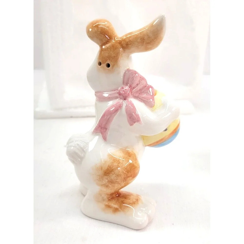 2003 Fitz And Floyd Eggscapades Chick and Bunny Salt & Pepper Shakers